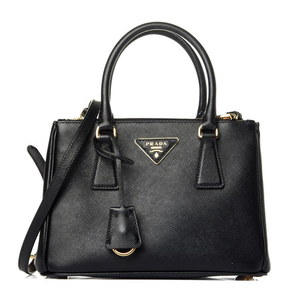 Prada Saffiano Mini Galleria Double Zip Tote Black 1 of 9