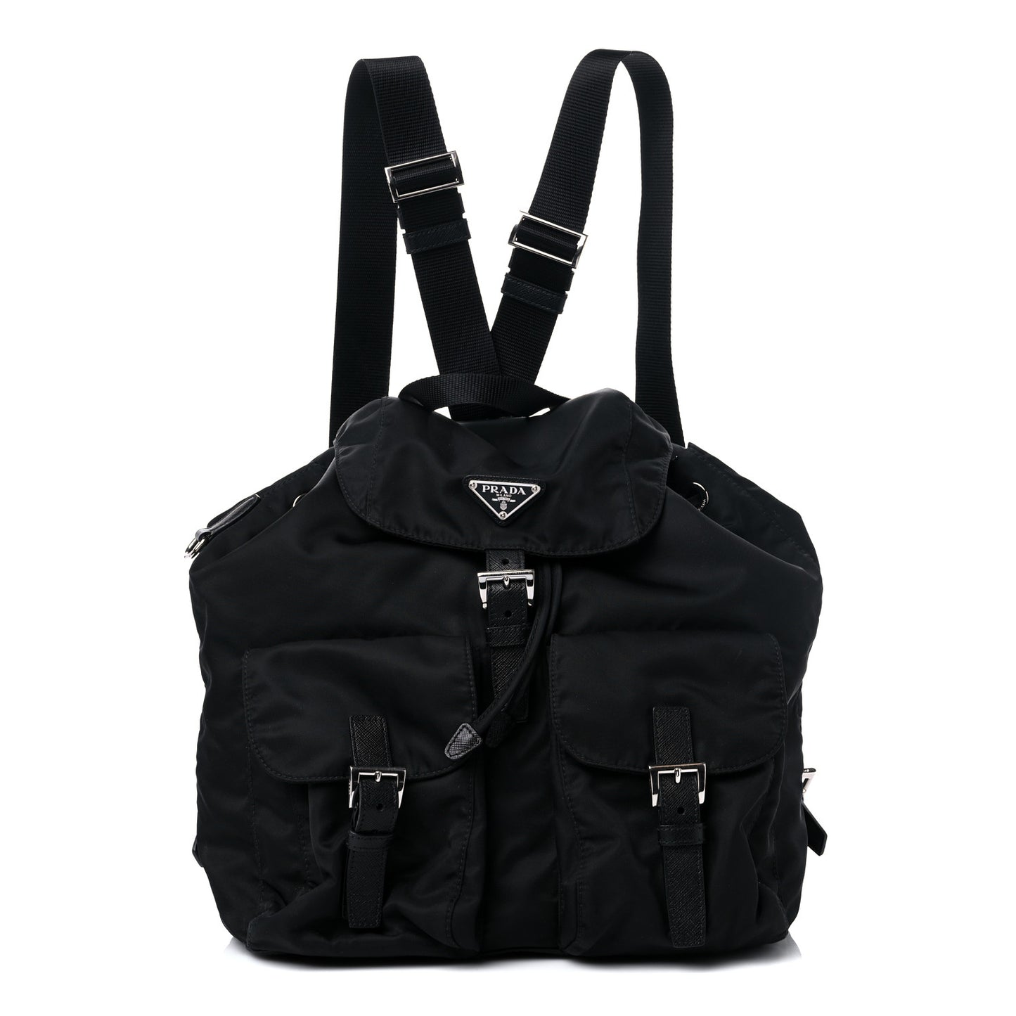 Tessuto Nylon Saffiano Medium Backpack Black