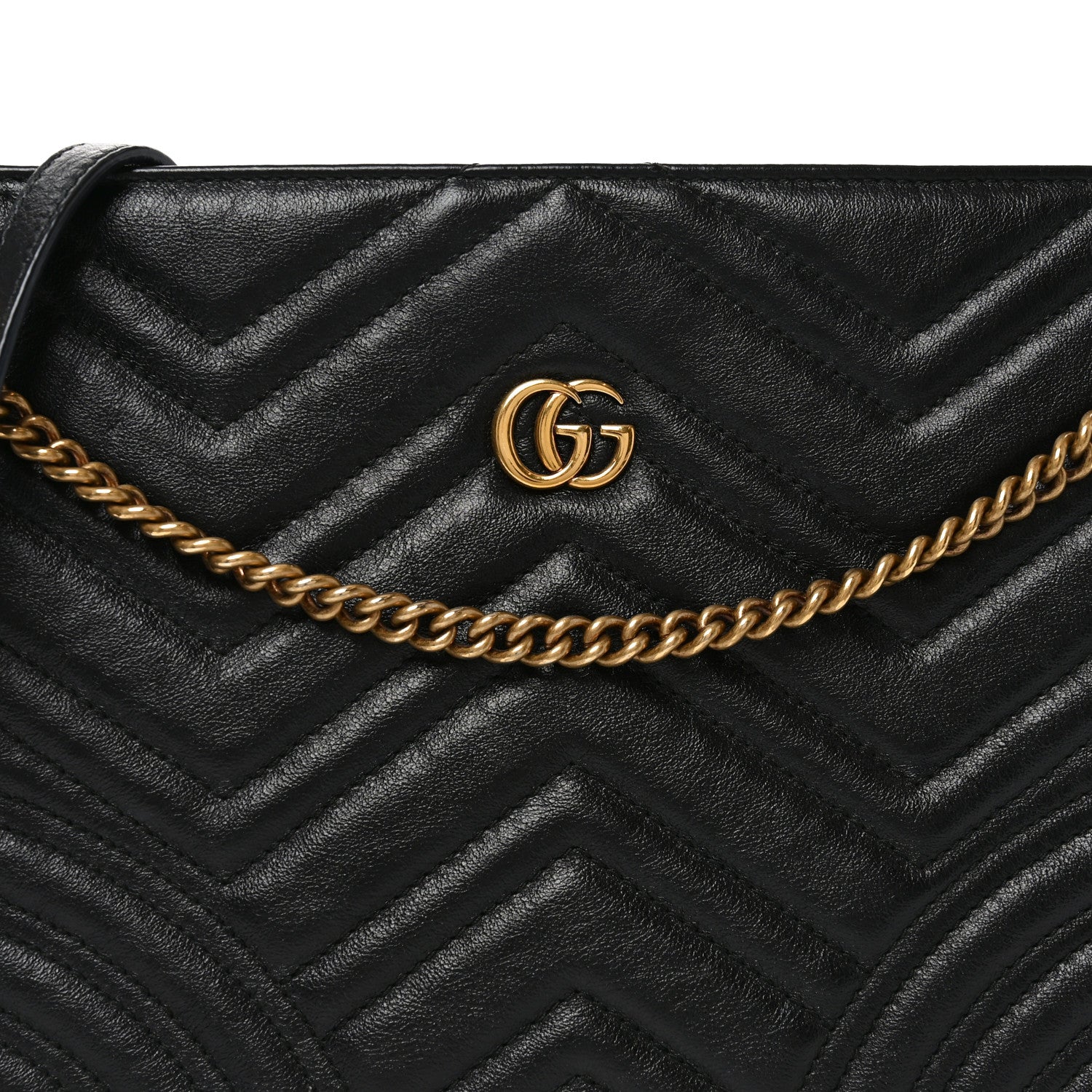 Gucci Azalea Calfskin Matelasse Heart Medium GG Marmont Slim Shoulder Bag Black 8 of 11