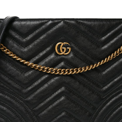 Gucci Azalea Calfskin Matelasse Heart Medium GG Marmont Slim Shoulder Bag Black 8 of 11