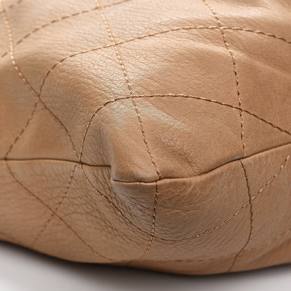 Chanel Calfskin Stitched Double Zip Hobo Beige 13 of 17