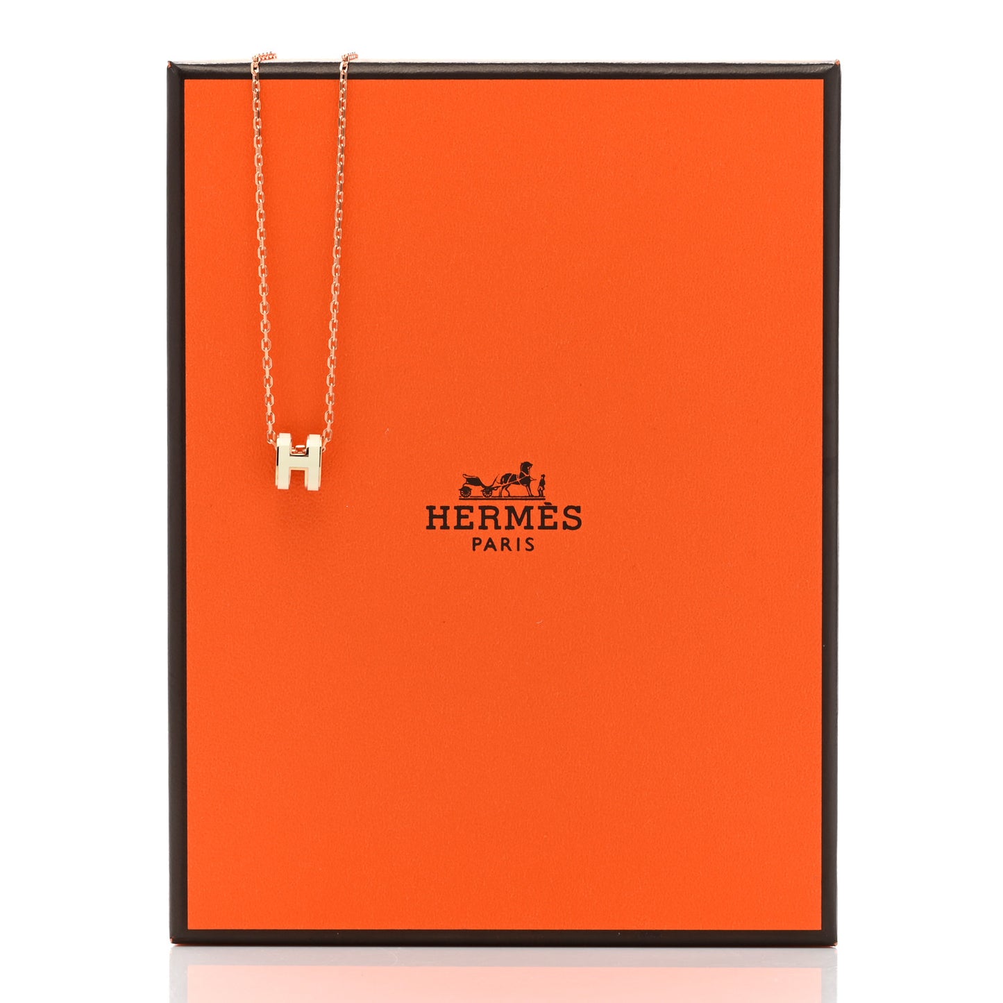 Lacquered Palladium Mini Pop H Pendant Necklace White