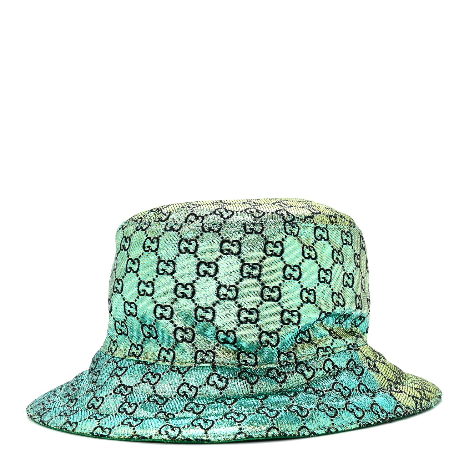 Gucci Canvas Lame GG Monogram Reversible Bucket Hat L Green 2 of 15