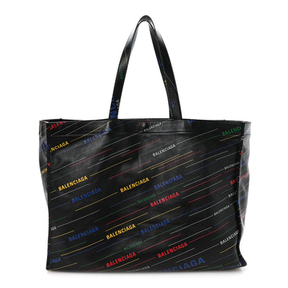 Balenciaga Agneau Logo Print Market XL Shopper Black Black 1 of 9
