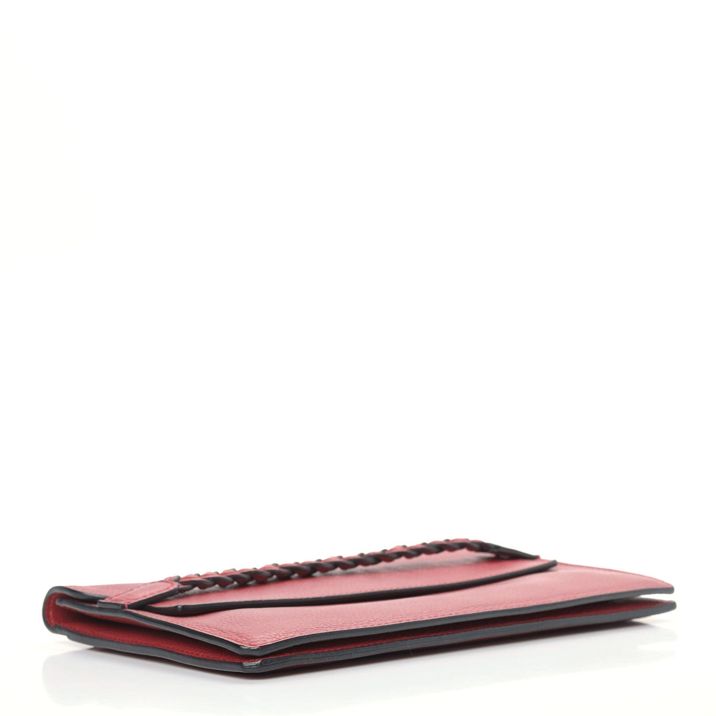 Pebbled Calfskin T.B.C. Braided Strap Clutch Red