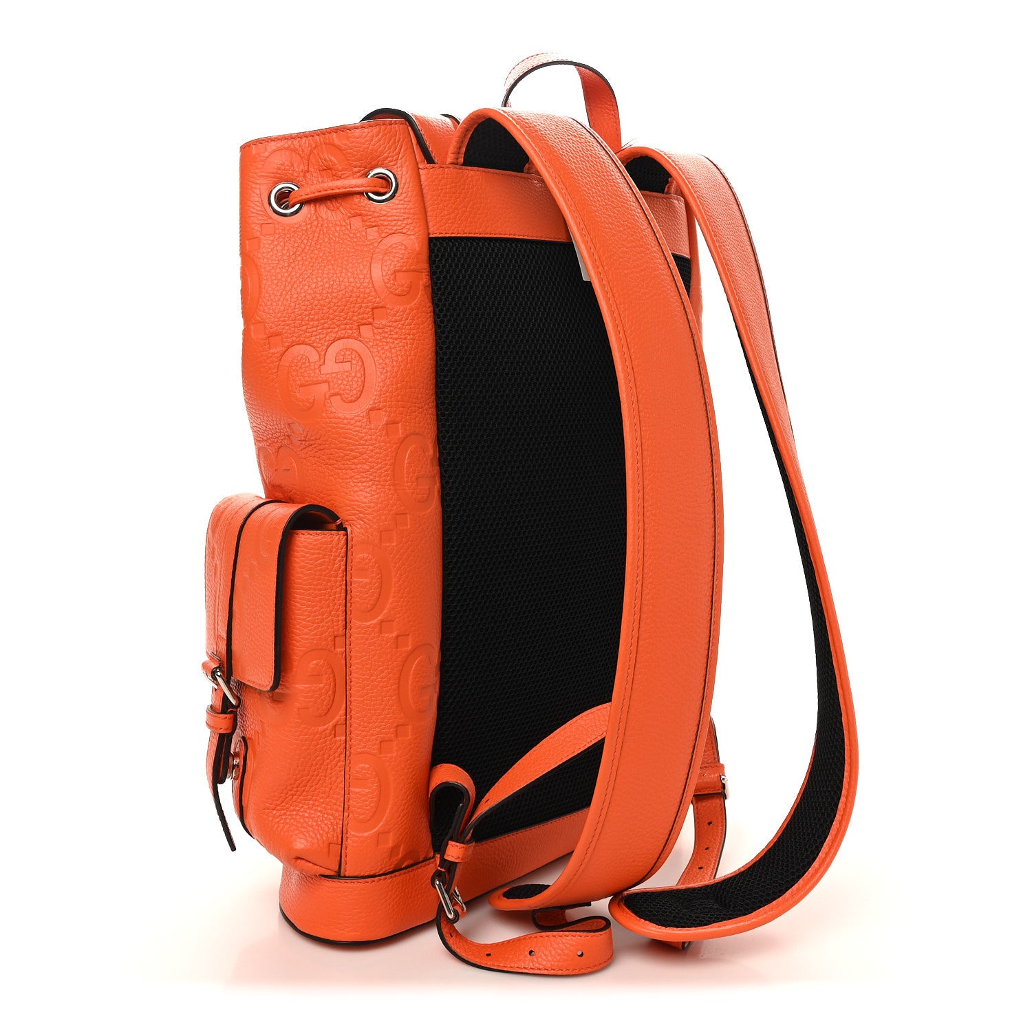 Gucci Piuma Calfskin Jumbo GG Embossed Double Buckle Backpack Good Orange 2 of 9