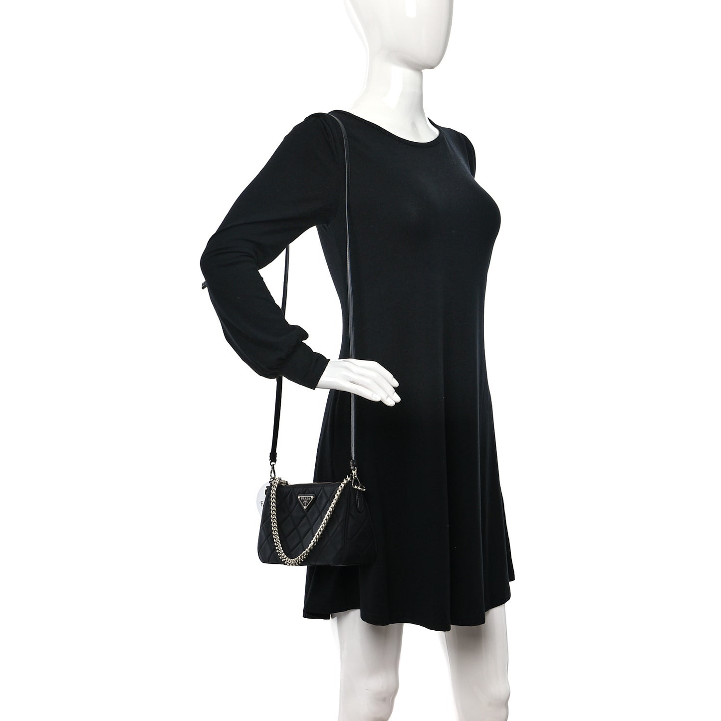 Nylon Tessuto Impuntu Quilted Crossbody Bag Black