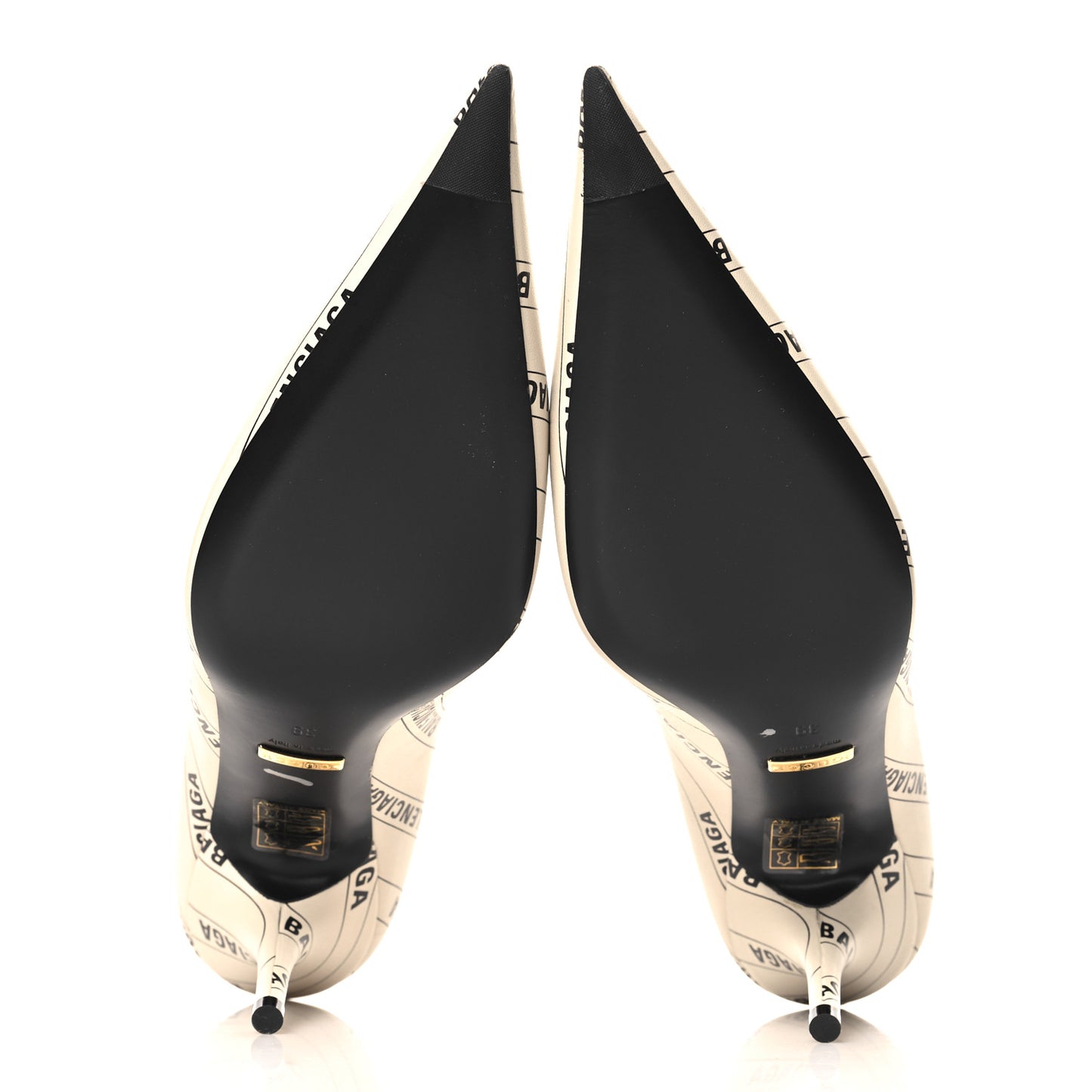 X BALENCIAGA Nappa Charlotte Allover Logo GG Pumps 39 Mystic White Black