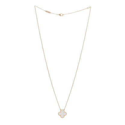 Van Cleef & Arpels 18K Yellow Gold Mother of Pearl Vintage Alhambra Pendant Necklace 3 of 5