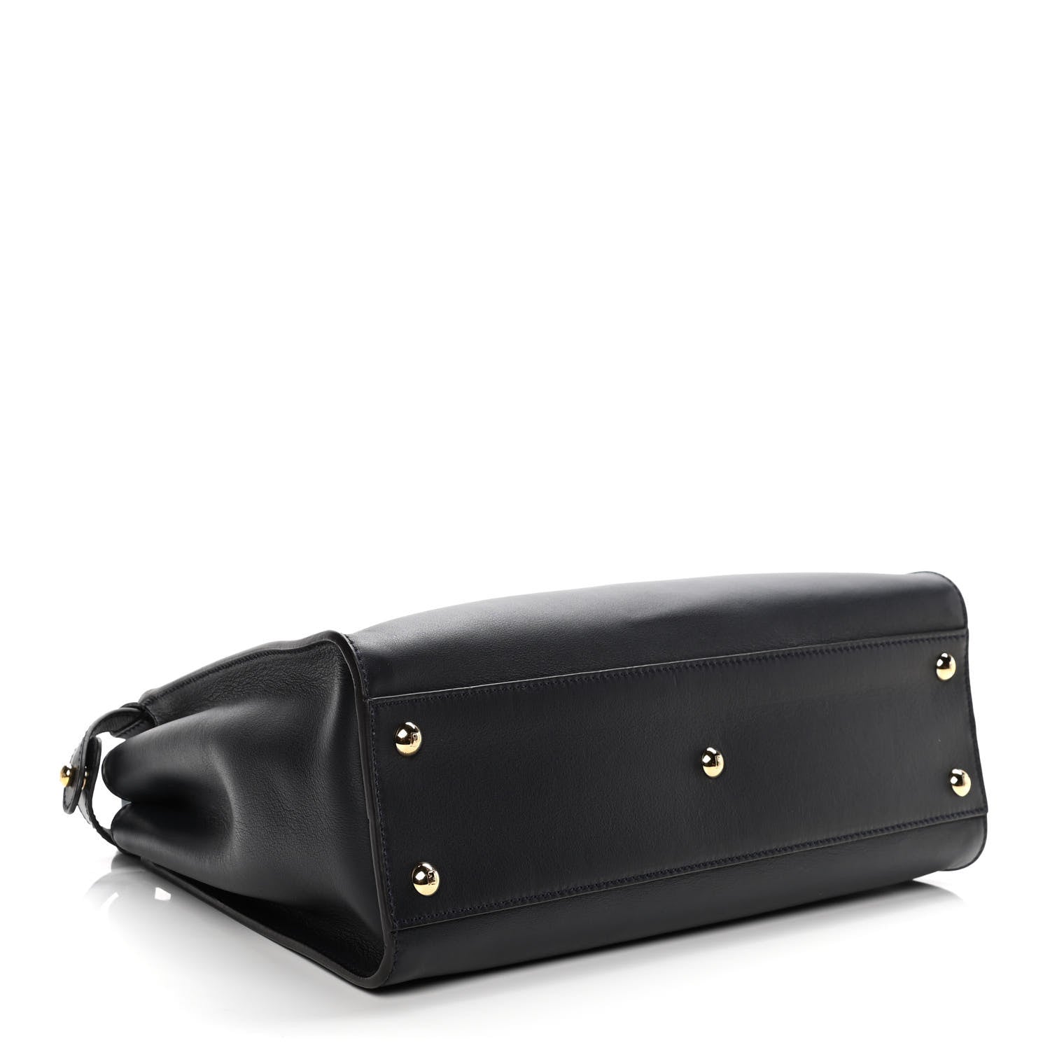 Fendi Vitello Seta Shiny Nappa Medium Peekaboo Iconic Satchel Blue Notte Turchese 4 of 12