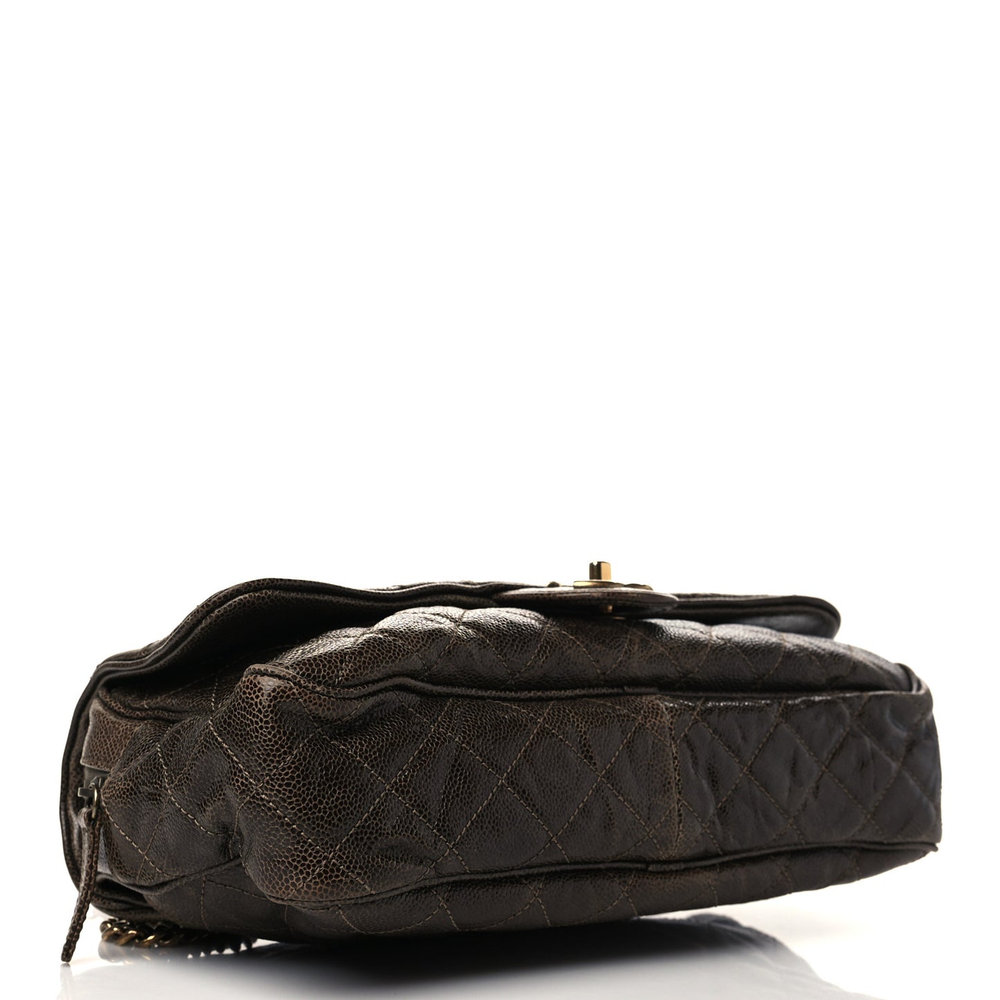 Iridescent Caviar Quilted Large Chic Flap Brown