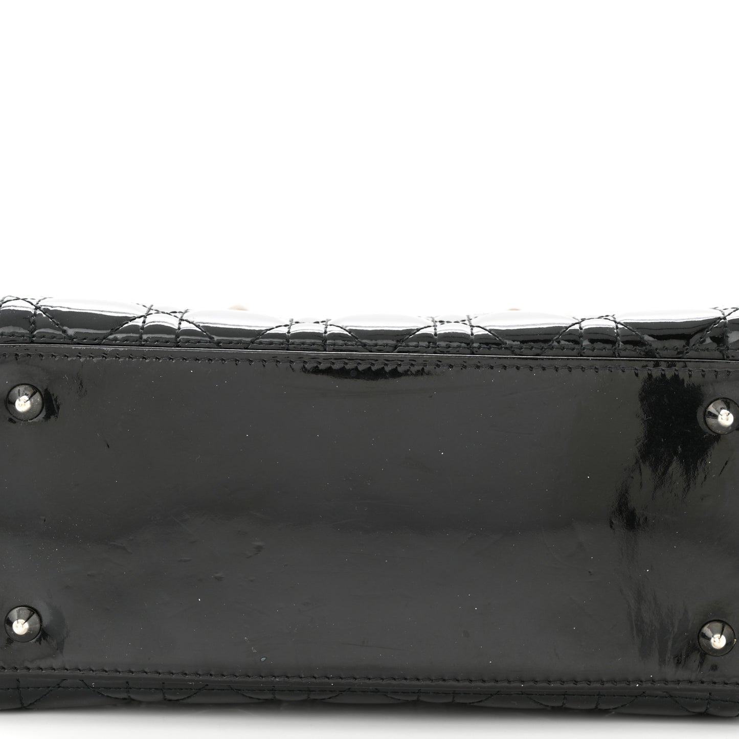 CHRISTIAN DIOR Patent Cannage Medium Lady Dior Black