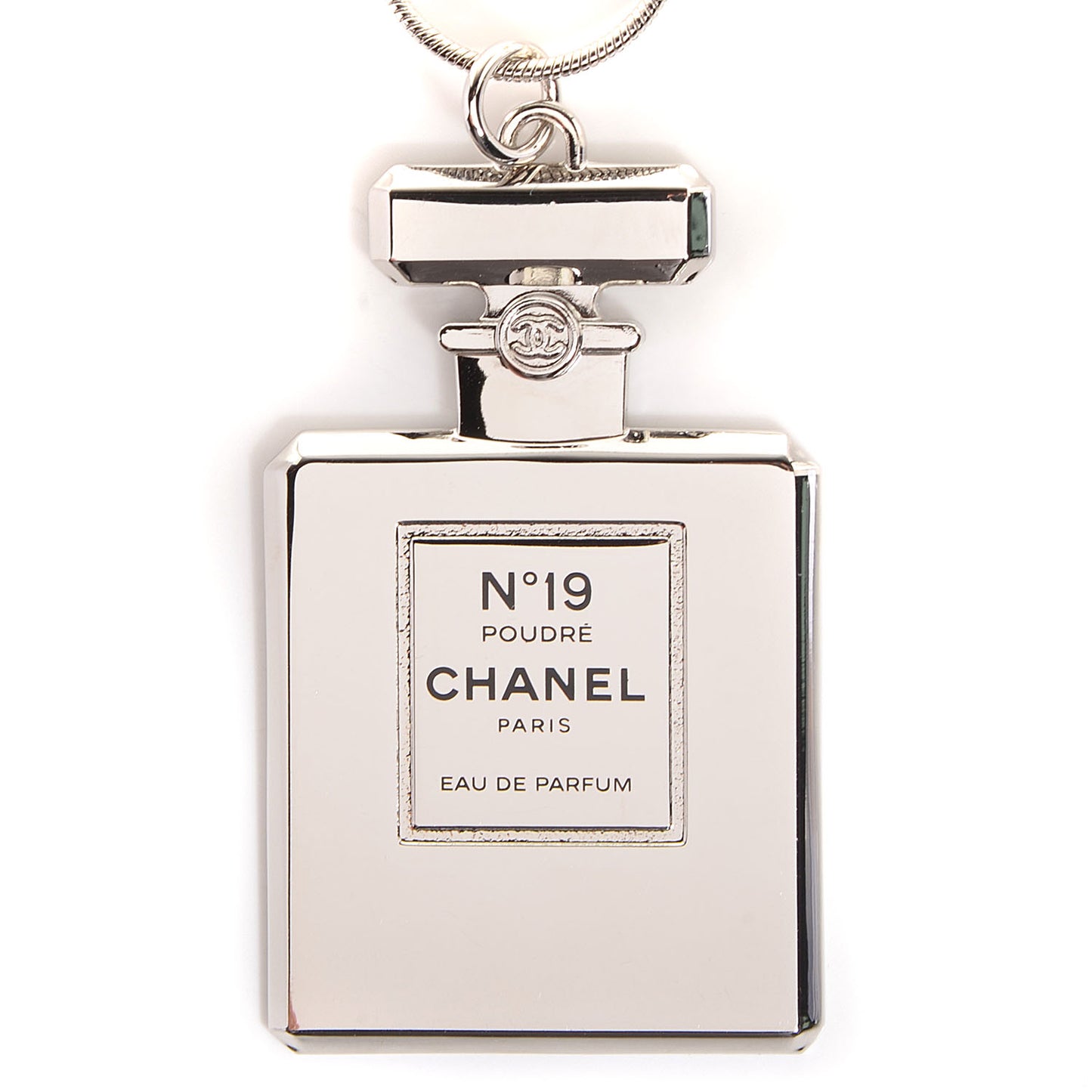 No. 19 Perfume Bottle Necklace Silver