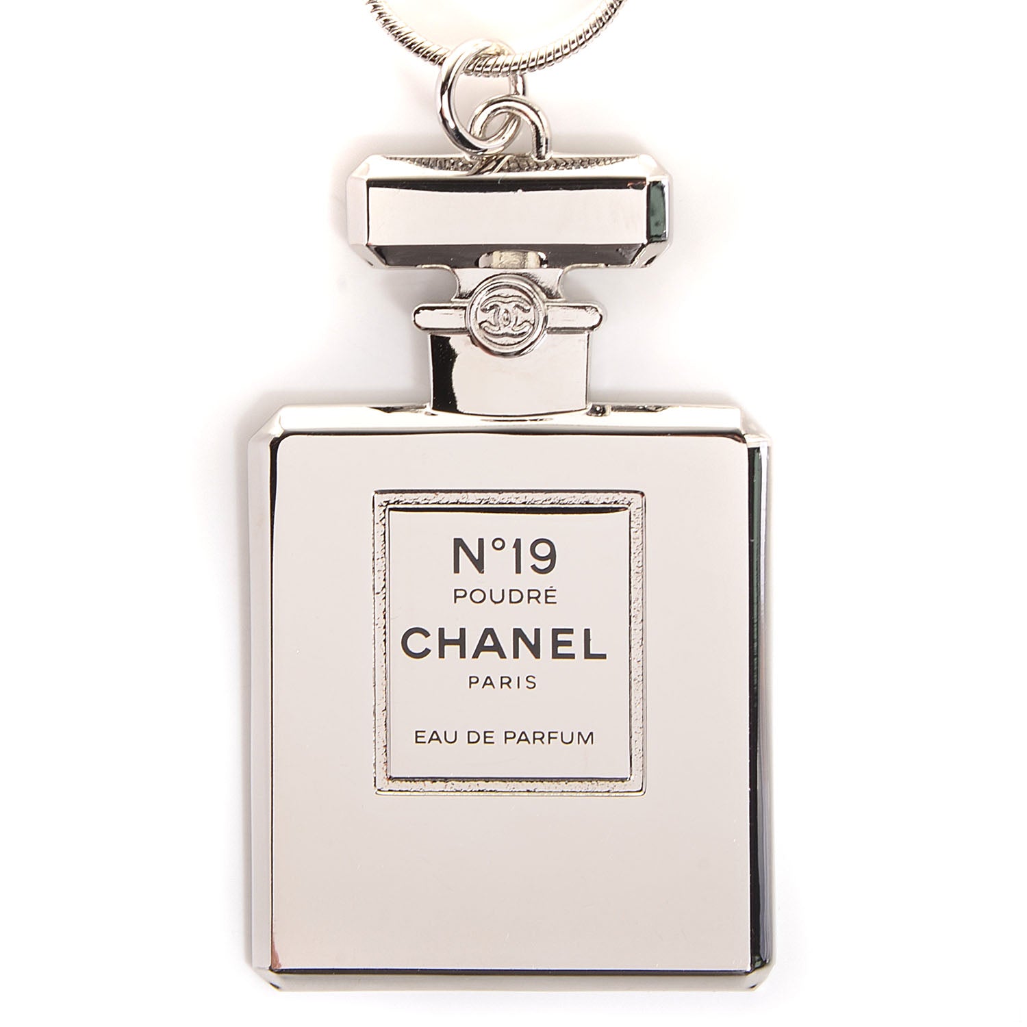 Chanel No. 19 Perfume Bottle Necklace Silver 3 of 7