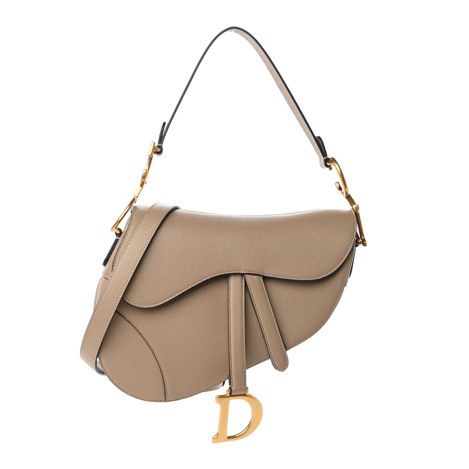 Christian Dior Grained Calfskin Saddle Bag With Strap Hazelnut 1 of 8