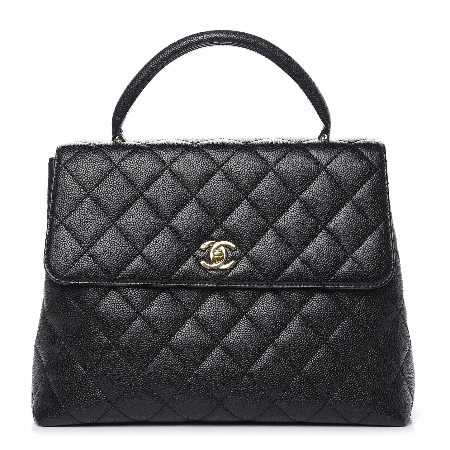 Caviar Quilted Jumbo Kelly Flap Black