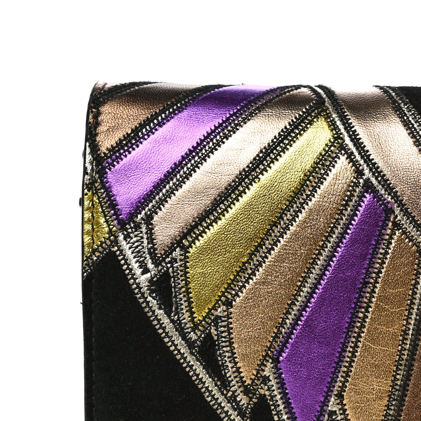 Suede Calfskin Egyptian Print Mini Pandora Chain Wallet Multicolor