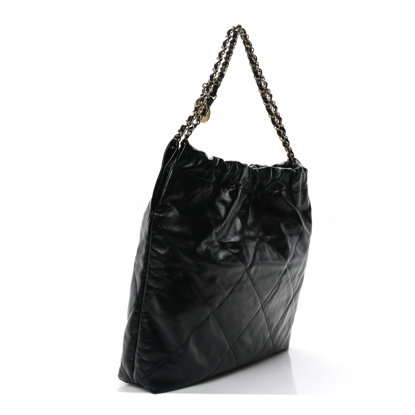 Shiny Calfskin Quilted Chanel 22 Black