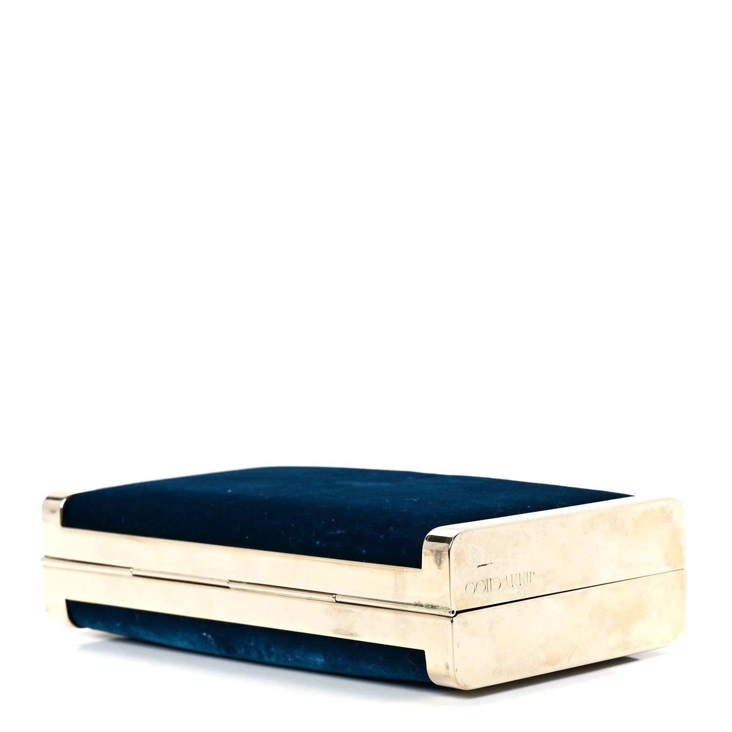 Jimmy Choo Crushed Velvet Metal Box Clutch Dark Blue 8 of 11
