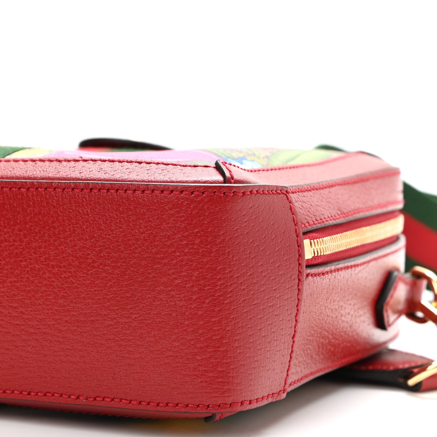Gucci GG Supreme Monogram Flora Web Small Ophidia Top Handle Shoulder Bag Hibiscus Red 11 of 12