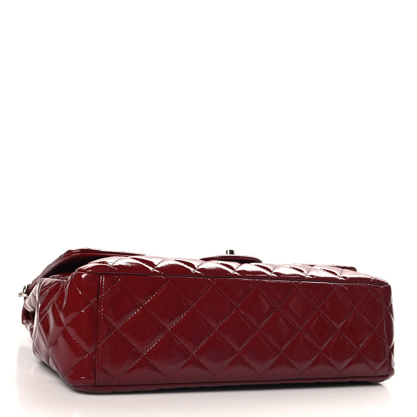 Patent Quilted Maxi Double Flap Dark Red