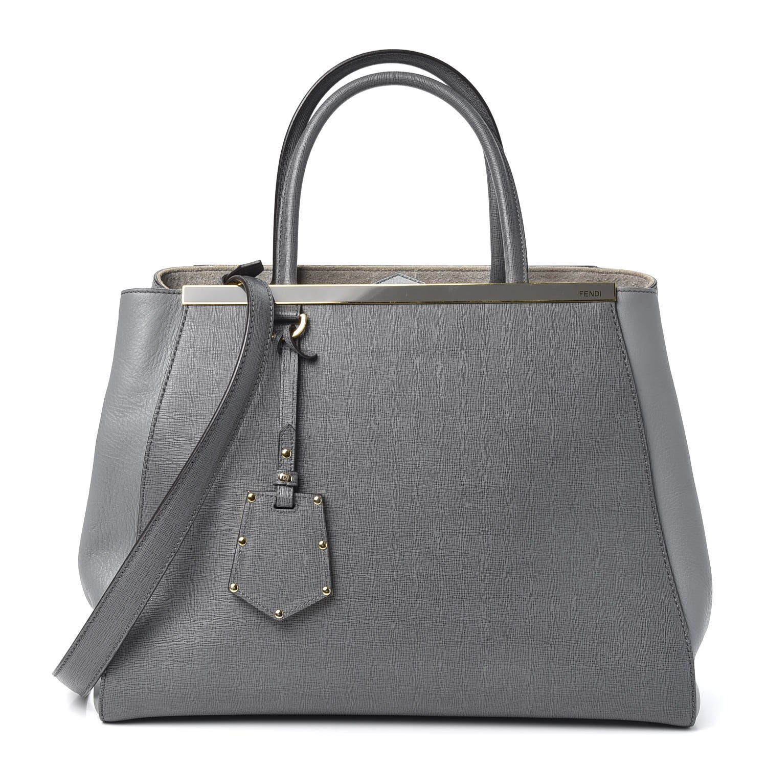 Fendi Vitello Elite Flamingo Regular 2Jours Tote Grigio Grigio Chiaro 1 of 9