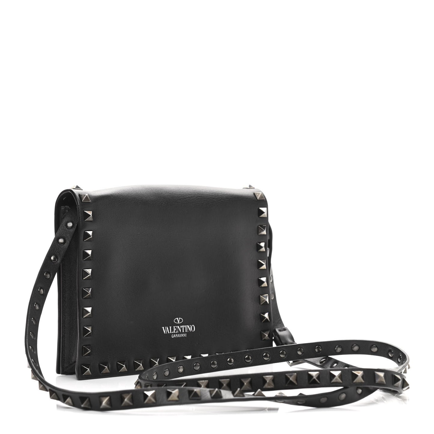 Vitello Rockstud Crossbody Bag Black