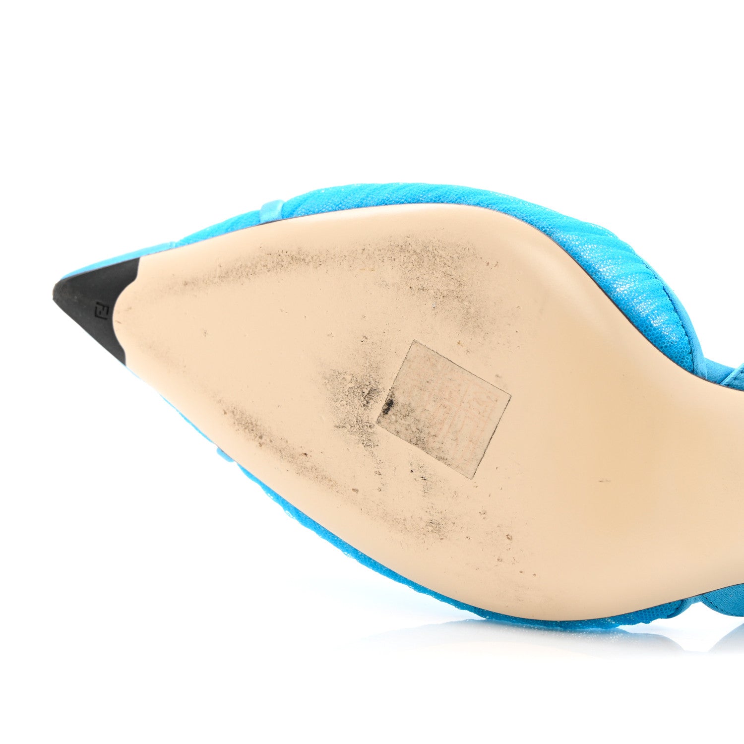 Fendi Tulle Satin Colibri Lite 85mm Slingback Pumps 40 Turchese 10 of 10