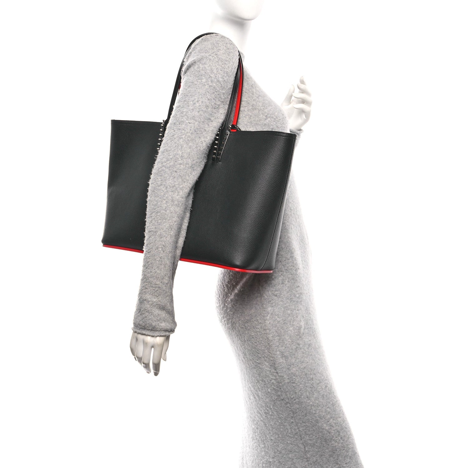 Christian Louboutin Calfskin Spikes East West Cabata Tote Black 2 of 12