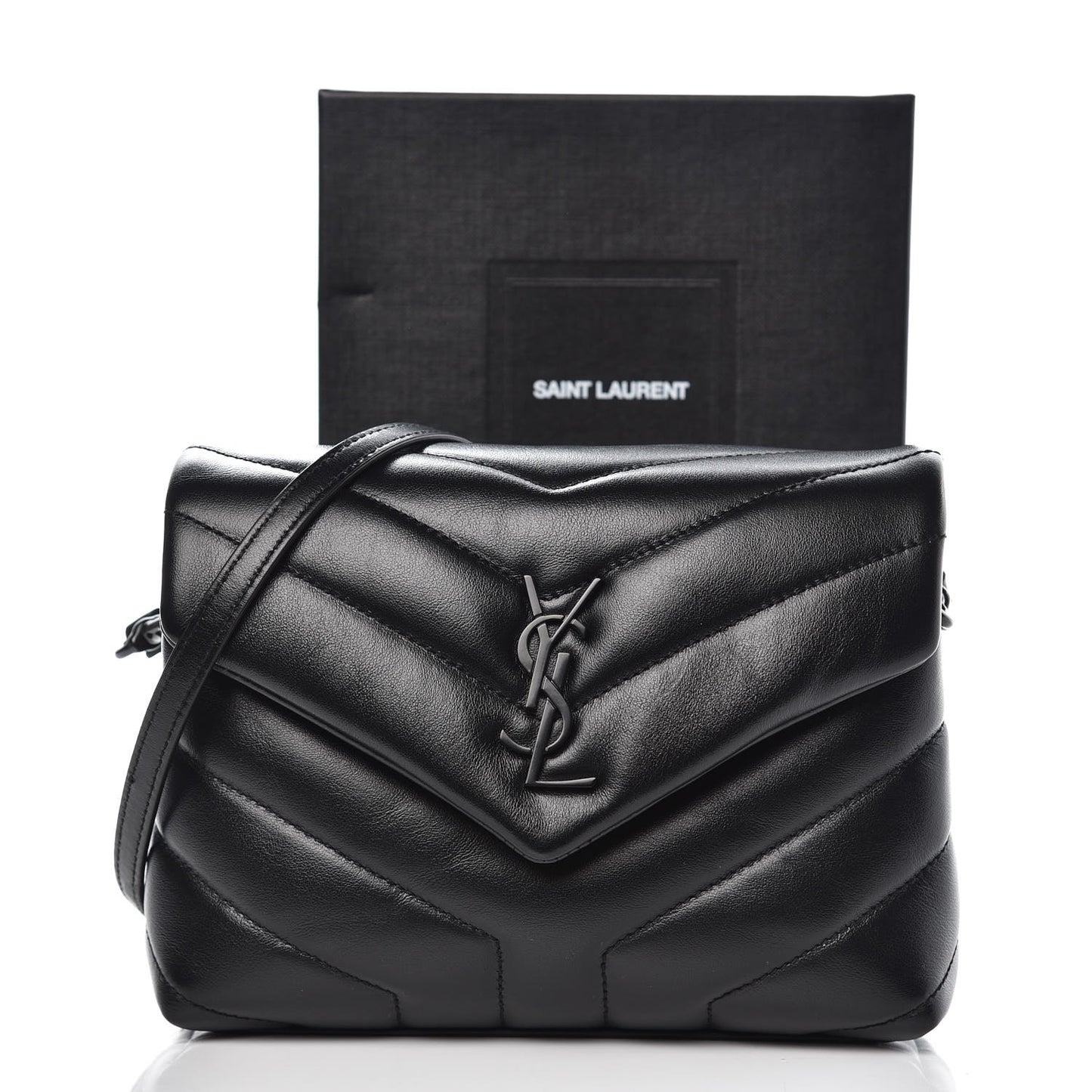 Calfskin Y Quilted Monogram Toy Loulou Crossbody Bag Black