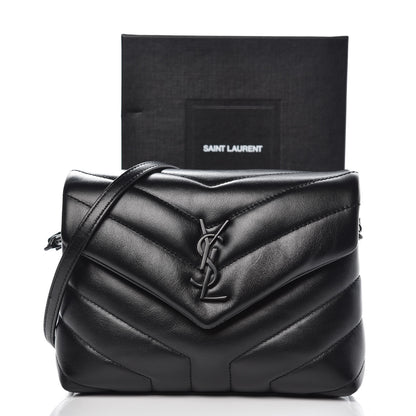 Saint Laurent Calfskin Y Quilted Monogram Toy Loulou Crossbody Bag Black 9 of 9