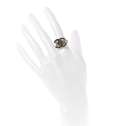 Chanel Enamel CC Baroque Ring 6 Black Gold 2 of 5