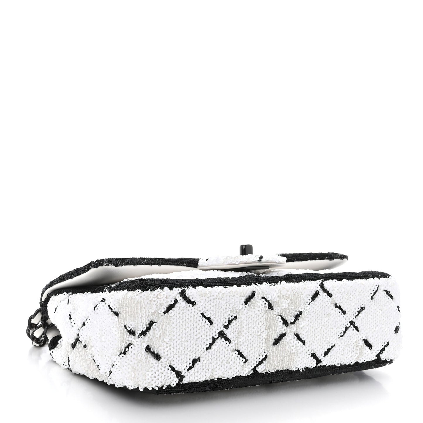 Sequin CC Small Single Flap White Black