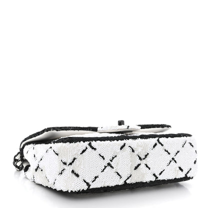 Chanel Sequin CC Small Single Flap White Black 4 of 10