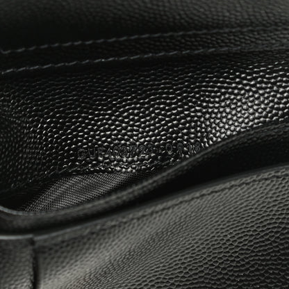 Saint Laurent Grain De Poudre Matelasse Chevron Monogram Compact Zip Around Wallet Black 7 of 7
