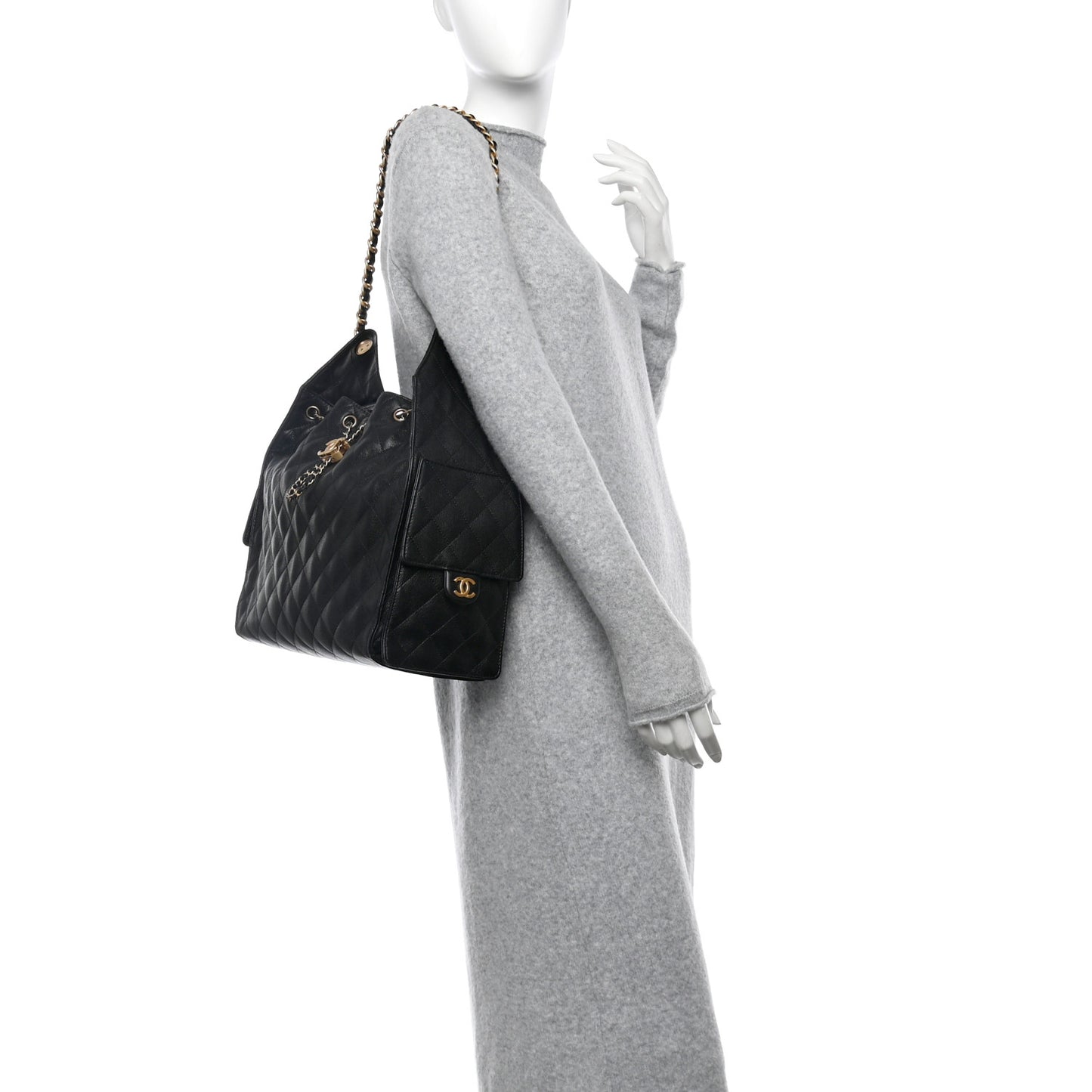 Caviar Quilted Medium Chanel 25 Handbag Black