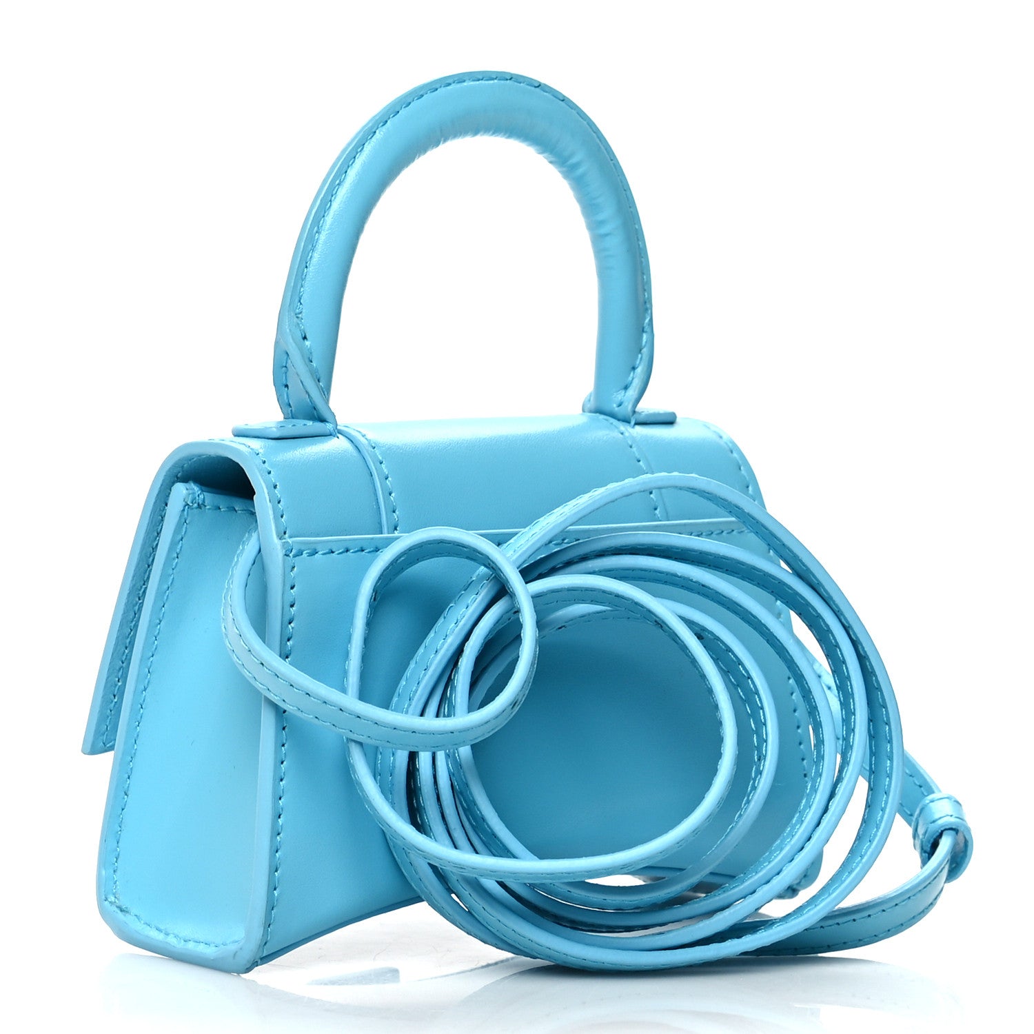 Balenciaga Shiny Box Calfskin Tonal B Hourglass Top Handle Bag Mini Azur 3 of 10