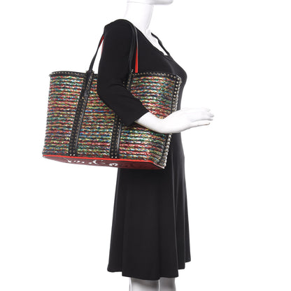 Christian Louboutin Calfskin Metallic Straw Spikes East West Cabata Tote Multicolor 2 of 11