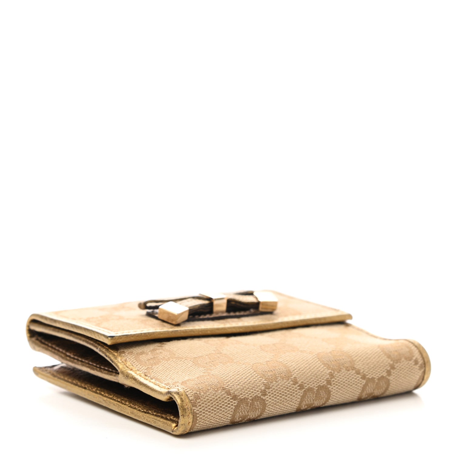 Gucci Monogram Princy Compact French Flap Wallet Gold 4 of 12