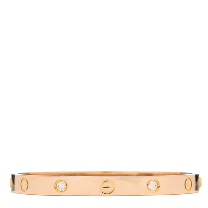 Cartier 18K Pink Gold 4 Diamond LOVE Bracelet 17 2 of 6