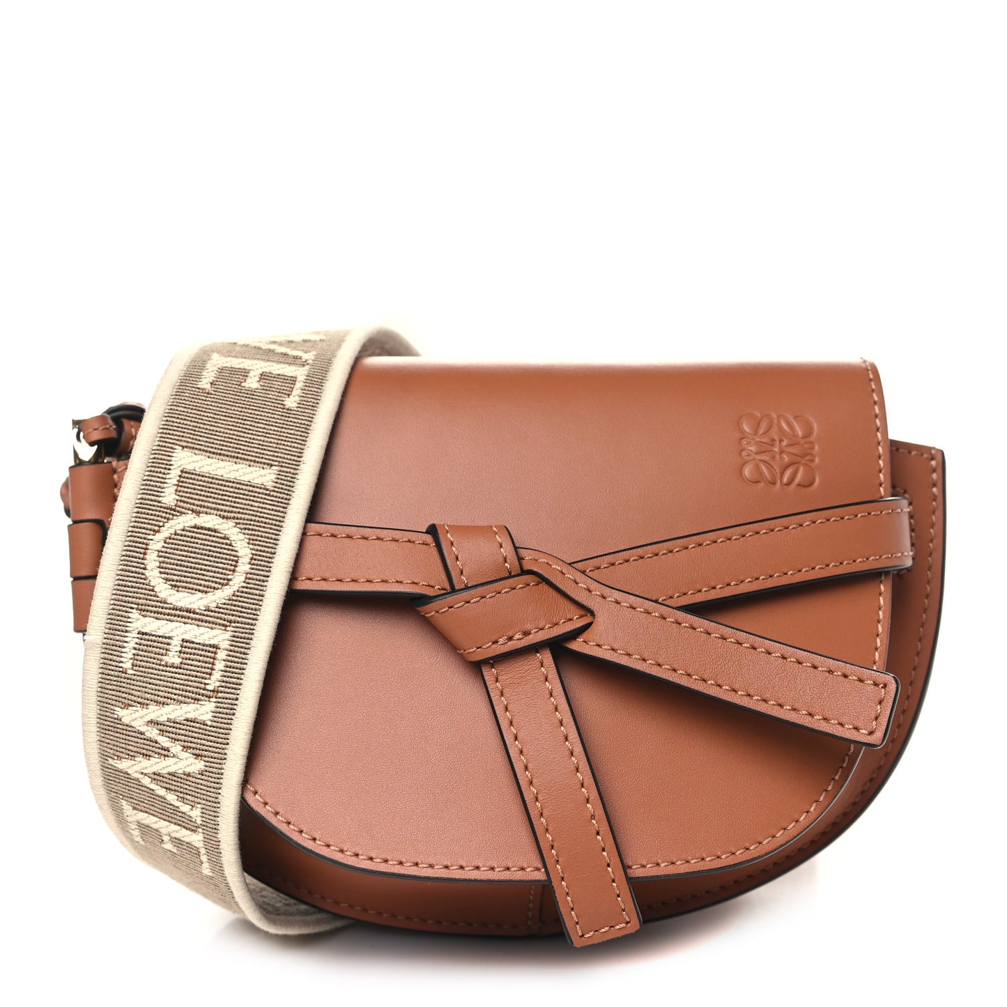 Calfskin Jacquard Mini Gate Dual Bag Tan