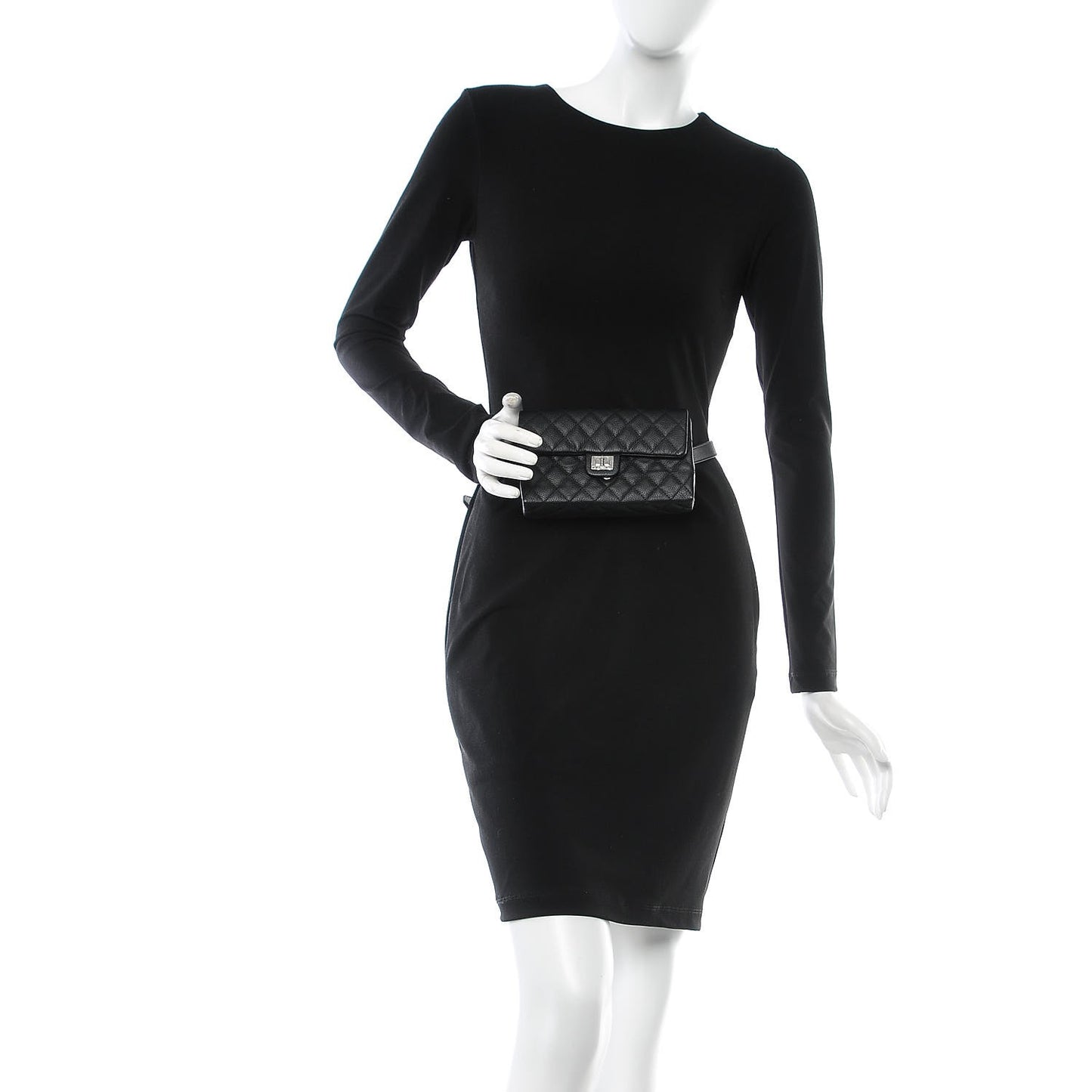 Grained Calfskin Quilted 2.55 Reissue Flap Belt Bag Clutch Black