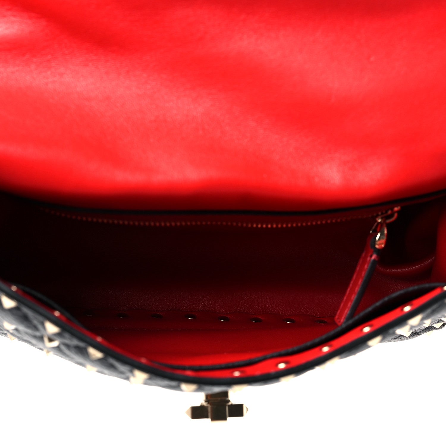 Valentino Garavani Grained Calfskin Medium Rockstud Spike Shoulder Bag Black White 4 of 7