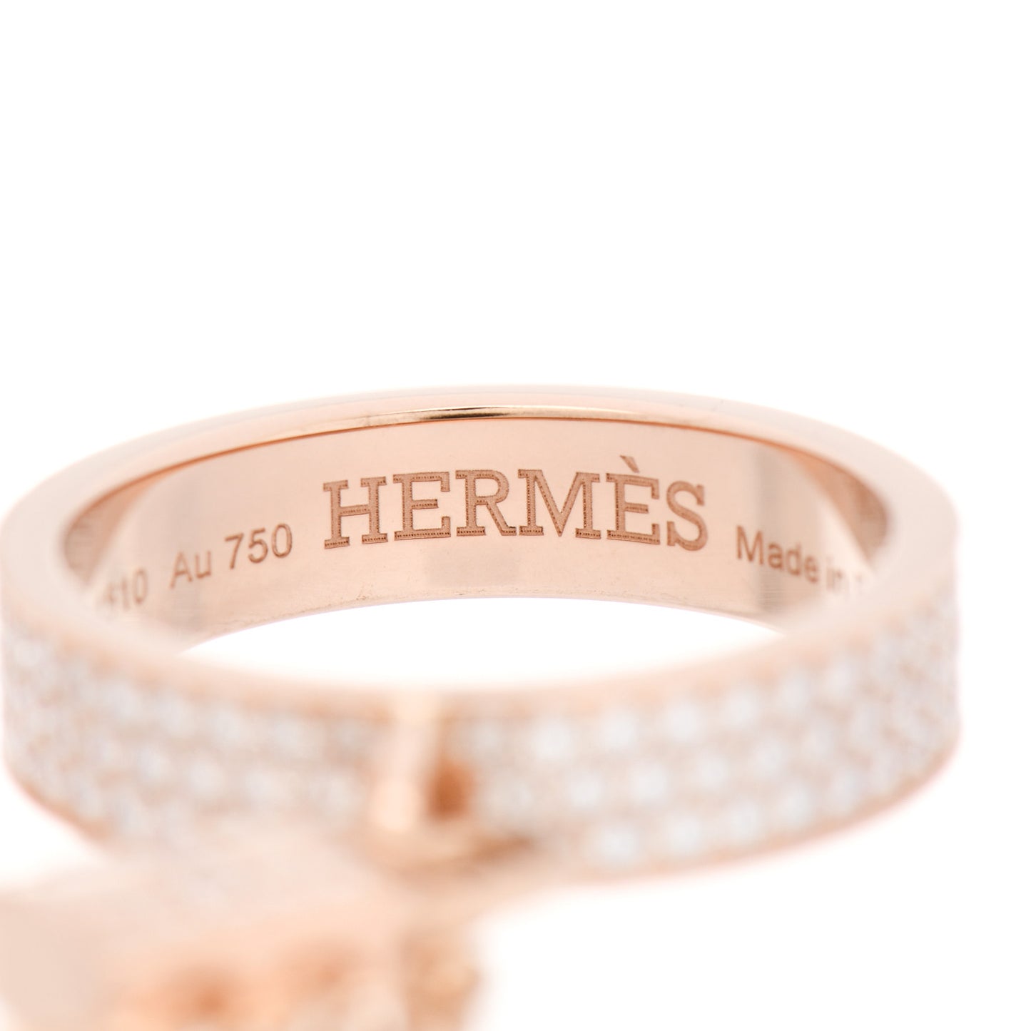 18K Rose Gold Diamond Kelly Clochette Double Ring 50 5.25
