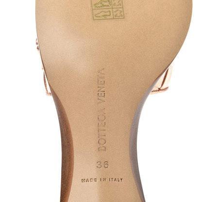 Bottega Veneta Metallic Nappa Intrecciato Heeled Sandals 36 Gold Peach 9 of 10
