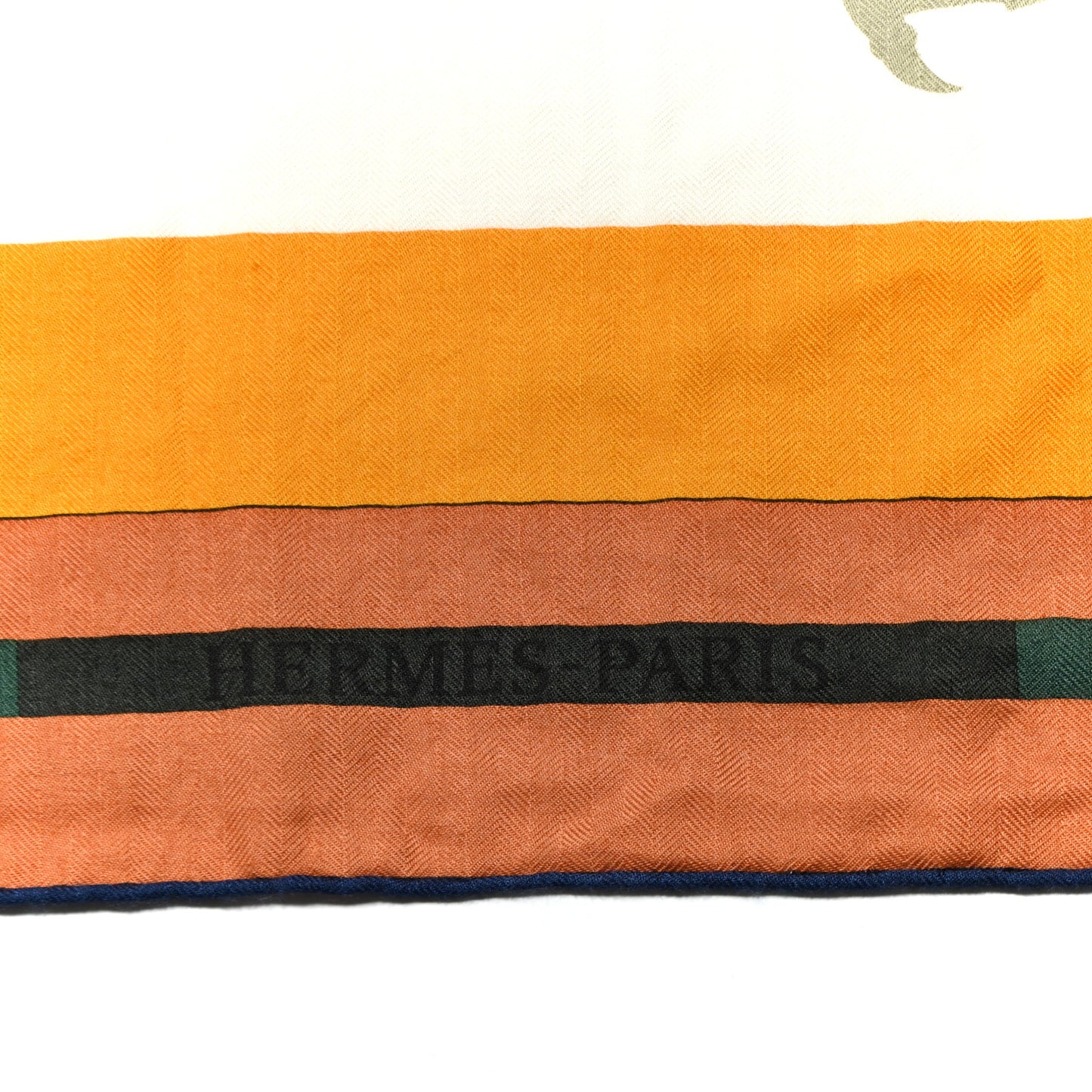 Cashmere Silk Voitures en Equilibre Shawl 140 Terracotta Mangue Vert Amande