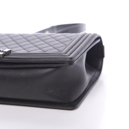 Chanel Metallic Calfskin Quilted New Medium Boy Flap Black 10 of 11