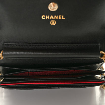 Chanel Lambskin Quilted Pearl Crown Clutch With Chain Black 5 of 14