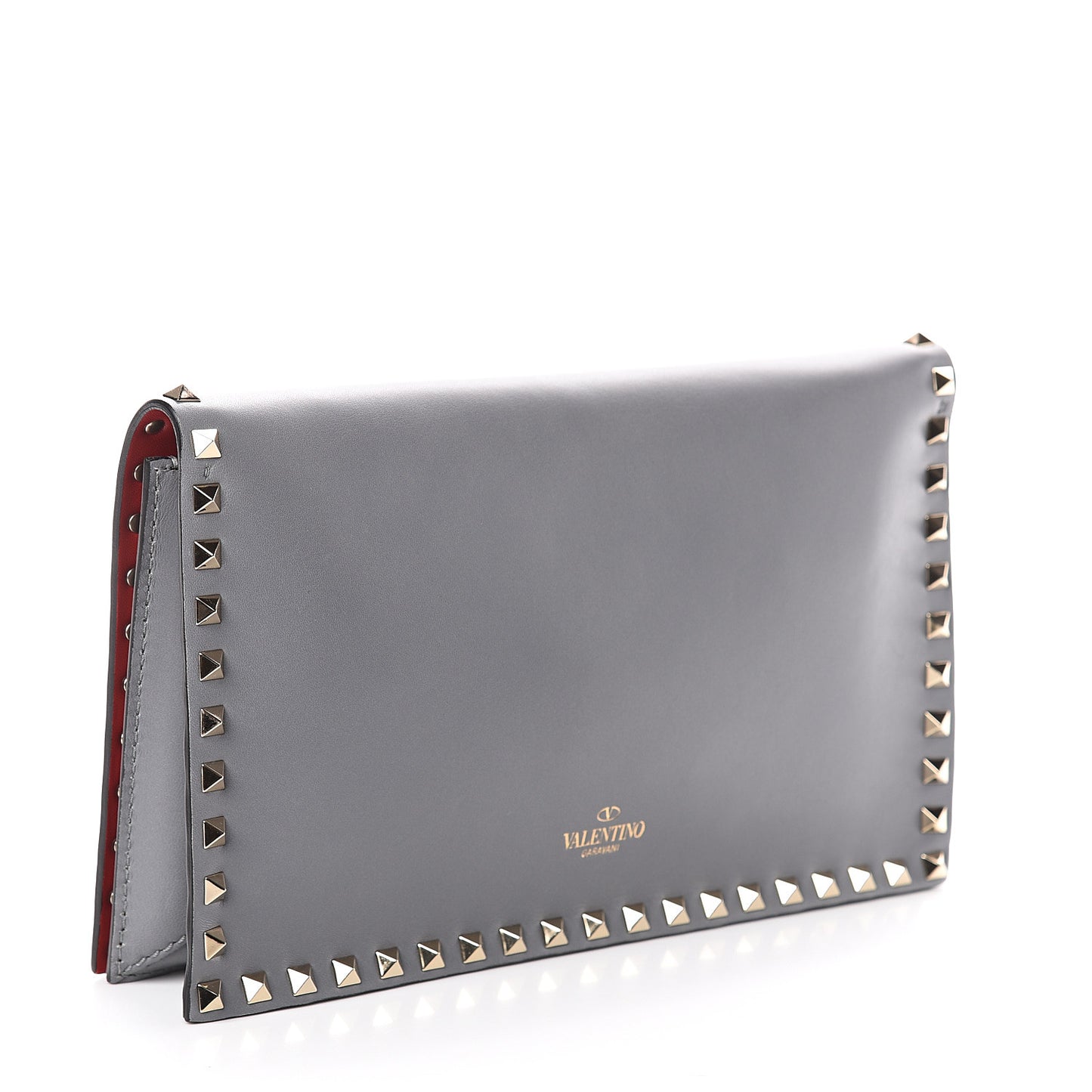 Nappa Rockstud Wristlet Clutch Light Stone