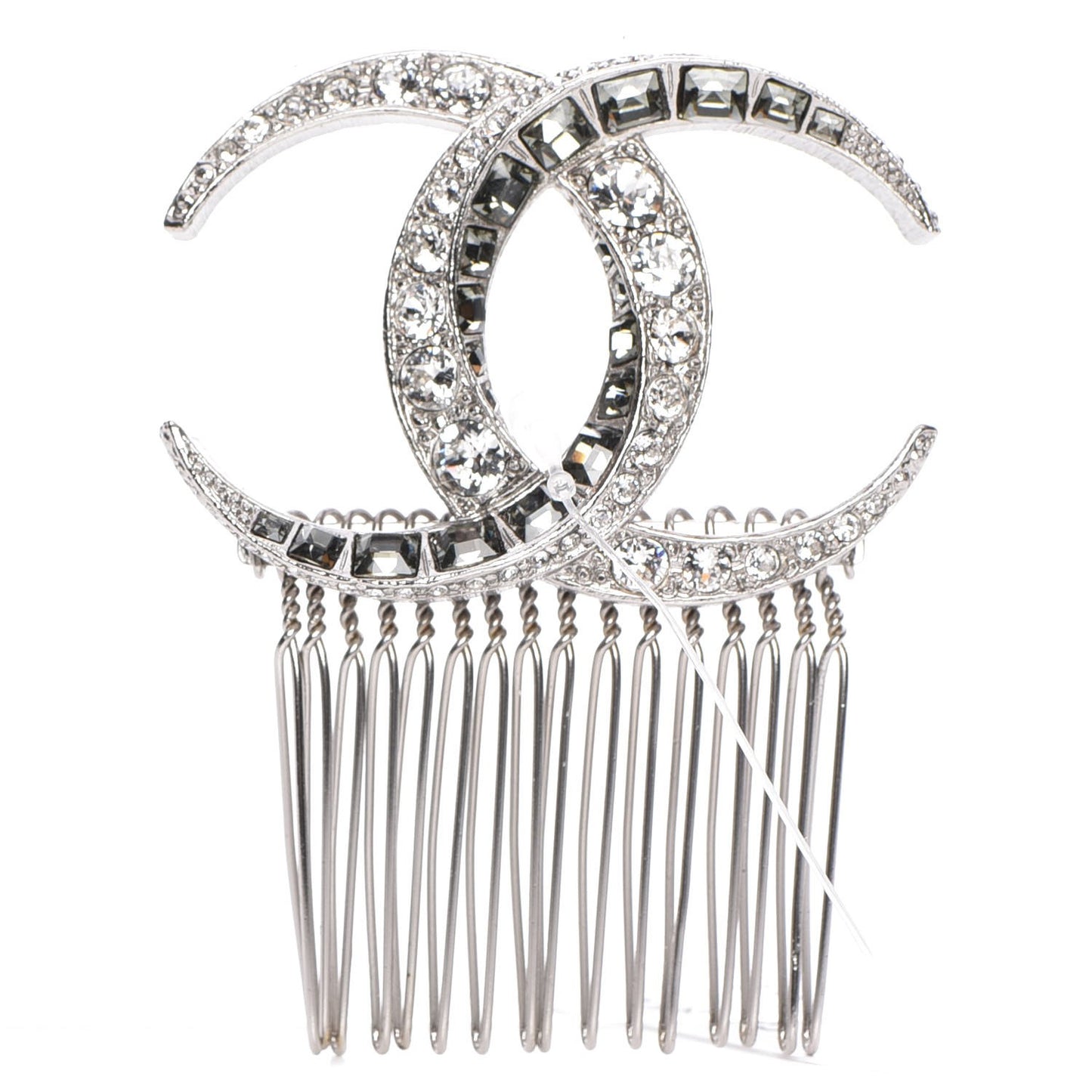 Crystal Dubai CC Hair Comb Pin Grey Silver
